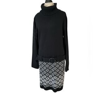 VENUS Women’s Knit Sweater Dress Belt Geometrical Size 1X EUC